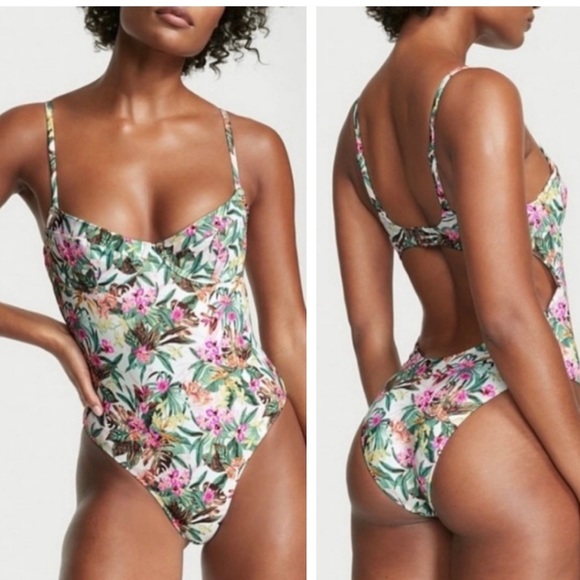 Victoria's Secret Other - Victoria’s Secret One Piece Tropical Floral Push Up Swimsuit Size L
